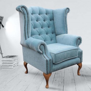 Royal Wing Chair in Blue Color