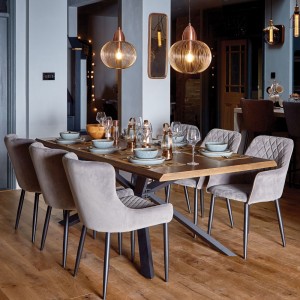 Bronx 200cm Dining Table & 6 Grey Chairs